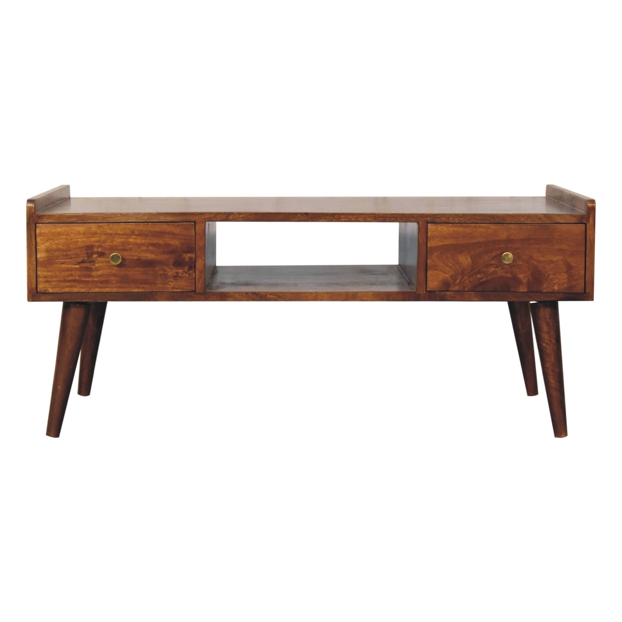 Elevated Chestnut Media Unit. 100% Solid Mango Wood