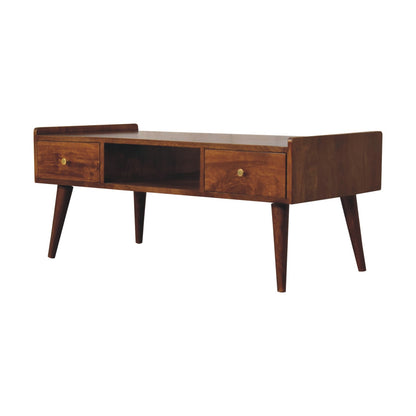 Elevated Chestnut Media Unit. 100% Solid Mango Wood