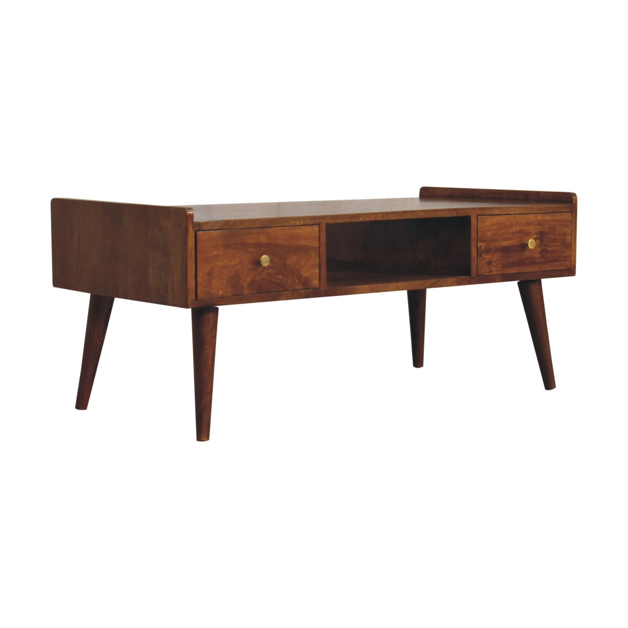Elevated Chestnut Media Unit. 100% Solid Mango Wood