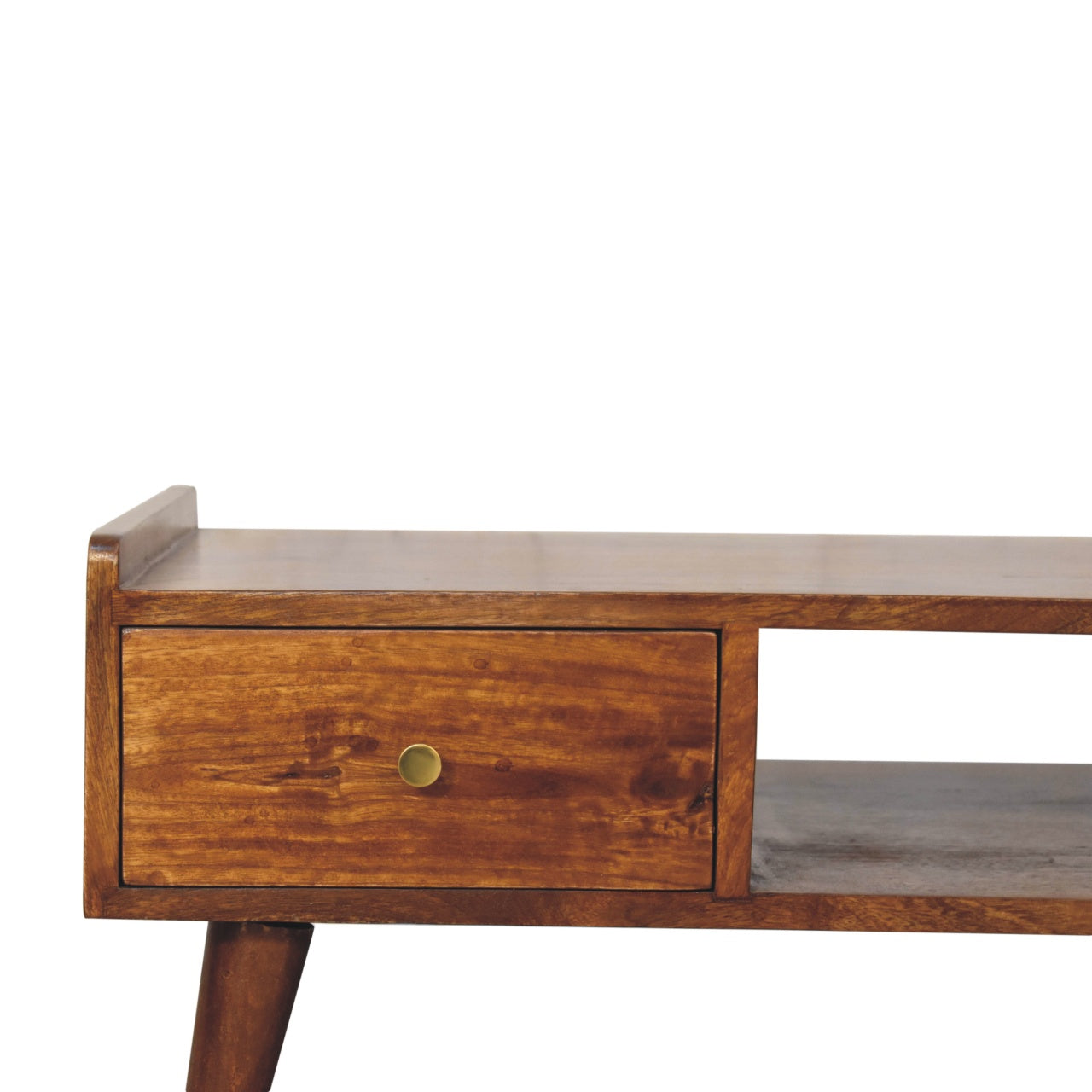 Elevated Chestnut Media Unit. 100% Solid Mango Wood
