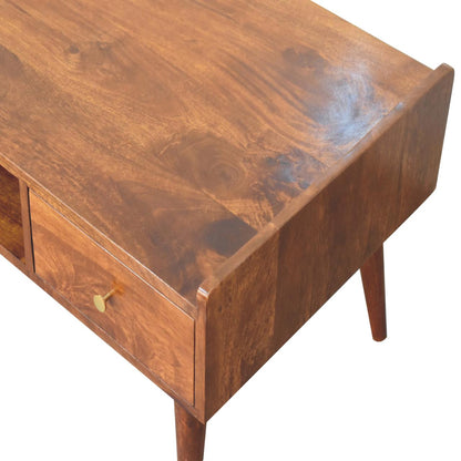 Elevated Chestnut Media Unit. 100% Solid Mango Wood