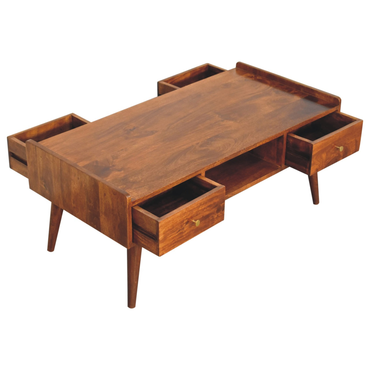 Elevated Chestnut Media Unit. 100% Solid Mango Wood