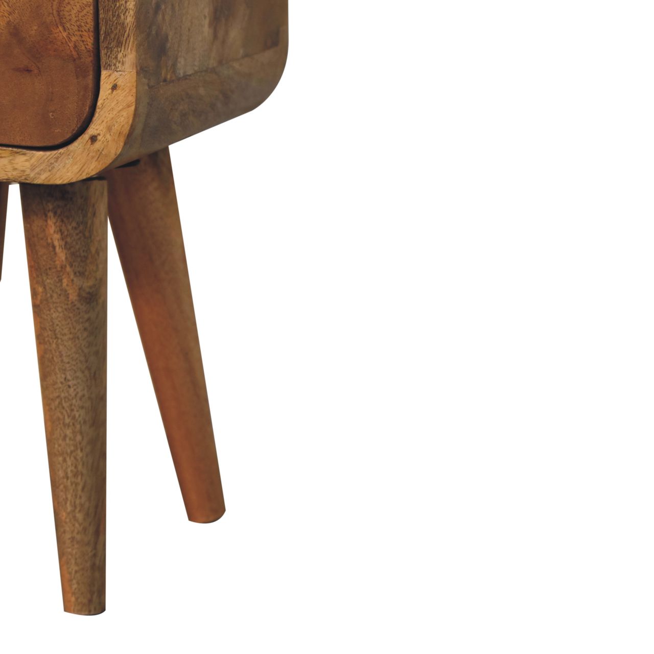 Extra Mini Curved Oak-ish Bedside . 100% Solid Mango Wood