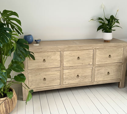 Ferringhi Chest of Drawers. Reclaimed Elm. 6 Drawers