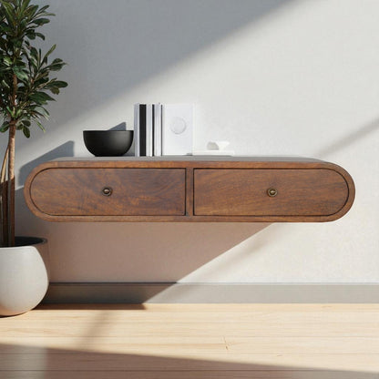 Floating Chestnut London Console. 100% Solid Mango Wood