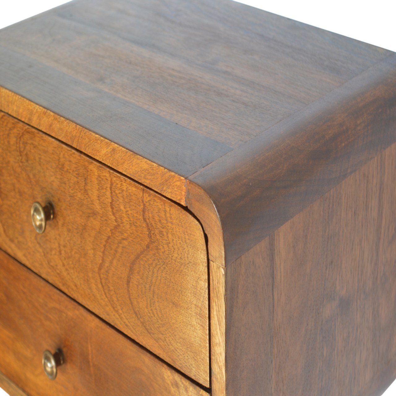 Floating Curved Chestnut Bedside Table 100% Solid Mango Wood