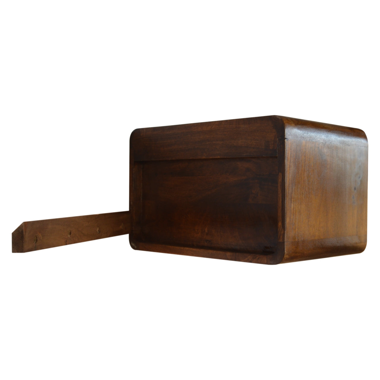 Floating Curved Chestnut Bedside Table 100% Solid Mango Wood