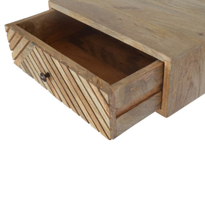 Floating Line Carved Bedside. 100% Solid Mango Wood