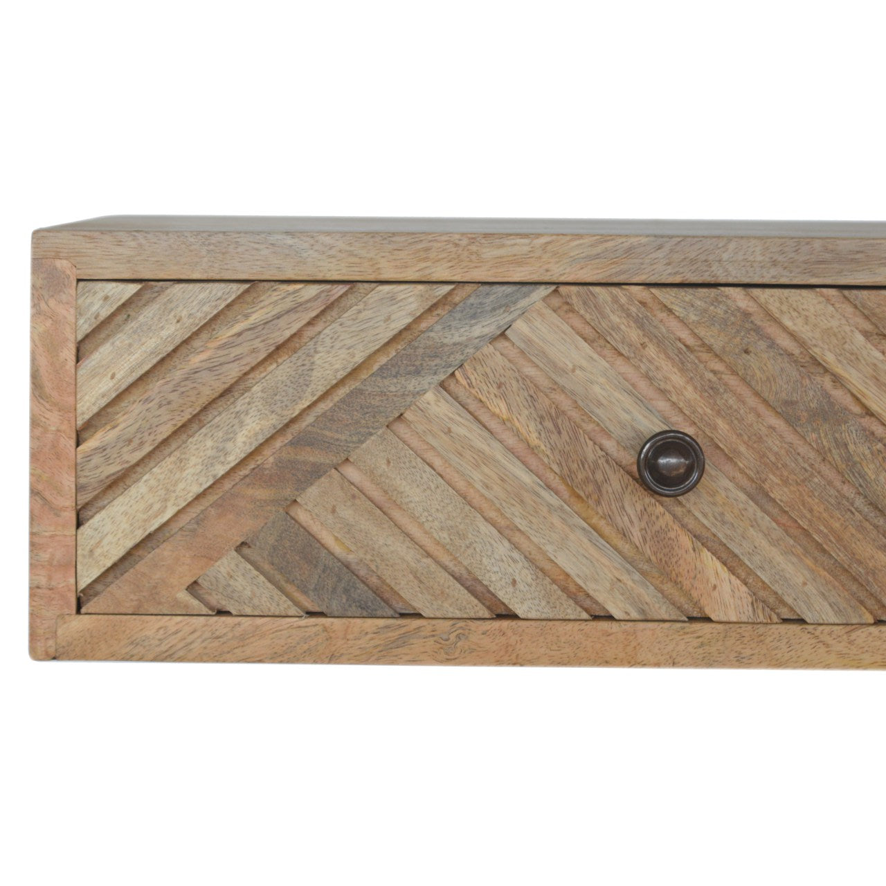 Floating Line Carved Bedside. 100% Solid Mango Wood