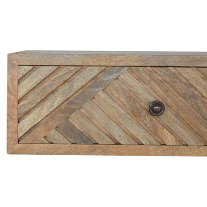 Floating Line Carved Bedside. 100% Solid Mango Wood