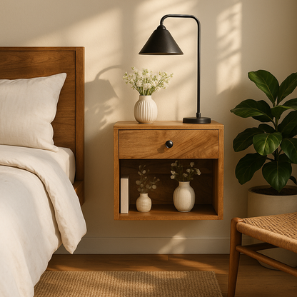 Floating Mini Classic Bedside. 100% Solid Mango Wood
