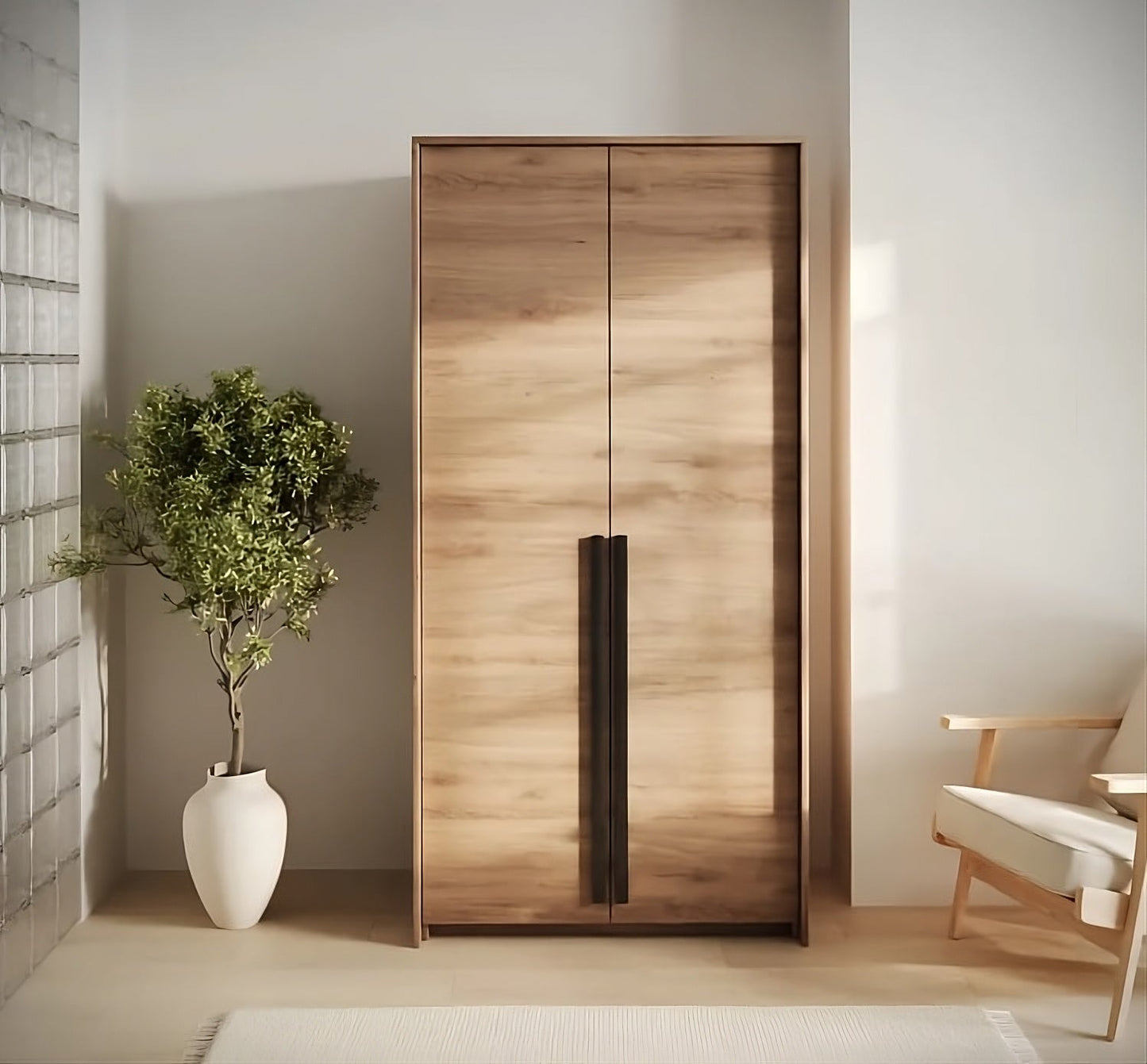 Genua 2-Door Wardrobe in Wild Oak - Rustic Texture Meets Contemporary Utility