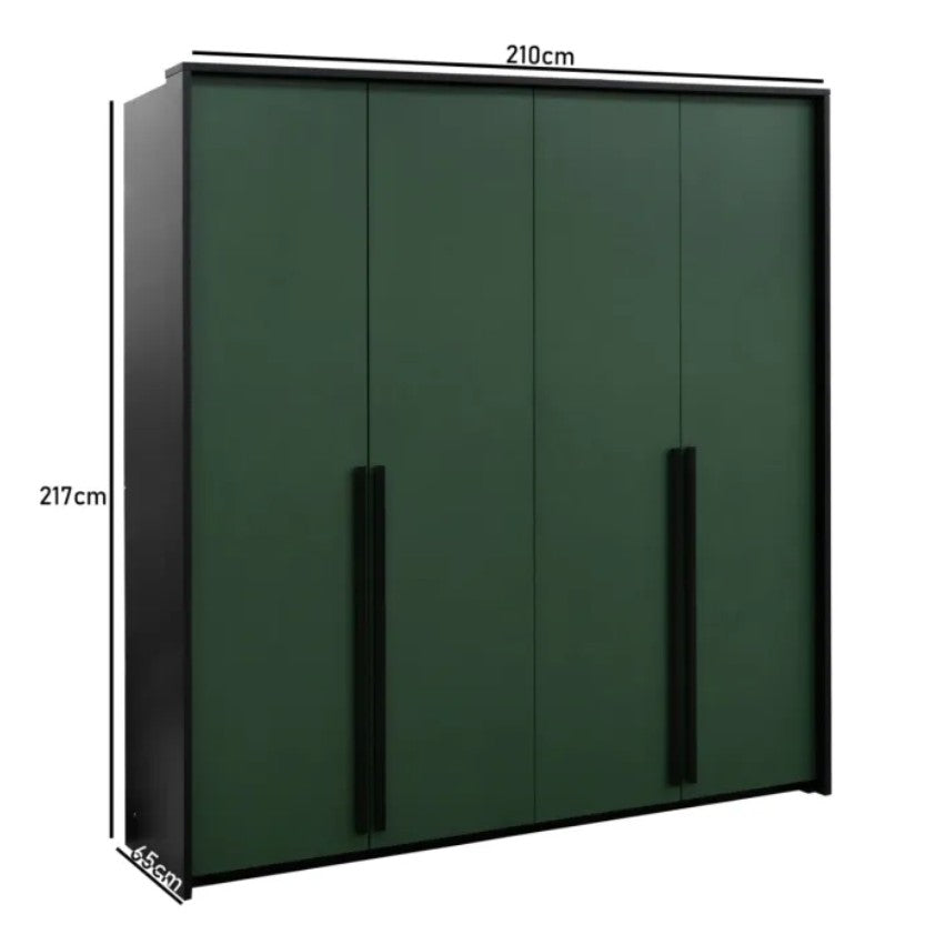 Genua 4 Door Wardrobe 4 Colours Available 210cm Wide