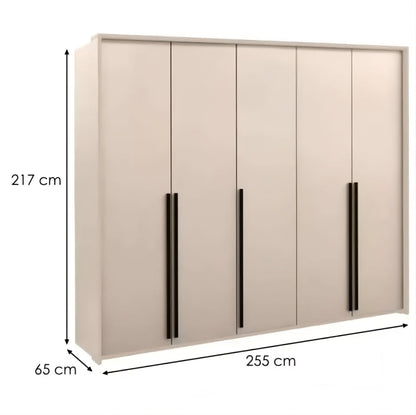 Genua 5-Door Wardrobe - 4 Colour Options 255cm Wide