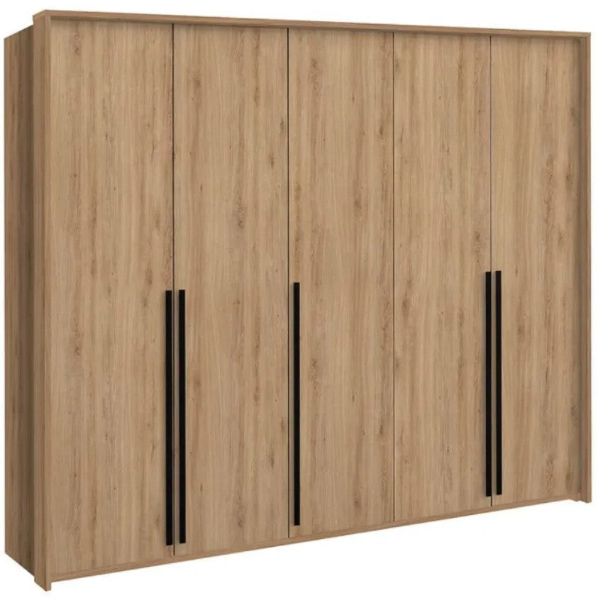 Genua 5-Door Wardrobe - 4 Colour Options 255cm Wide