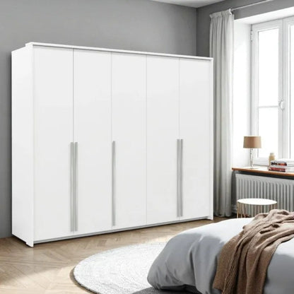 Genua 5-Door Wardrobe - 4 Colour Options 255cm Wide