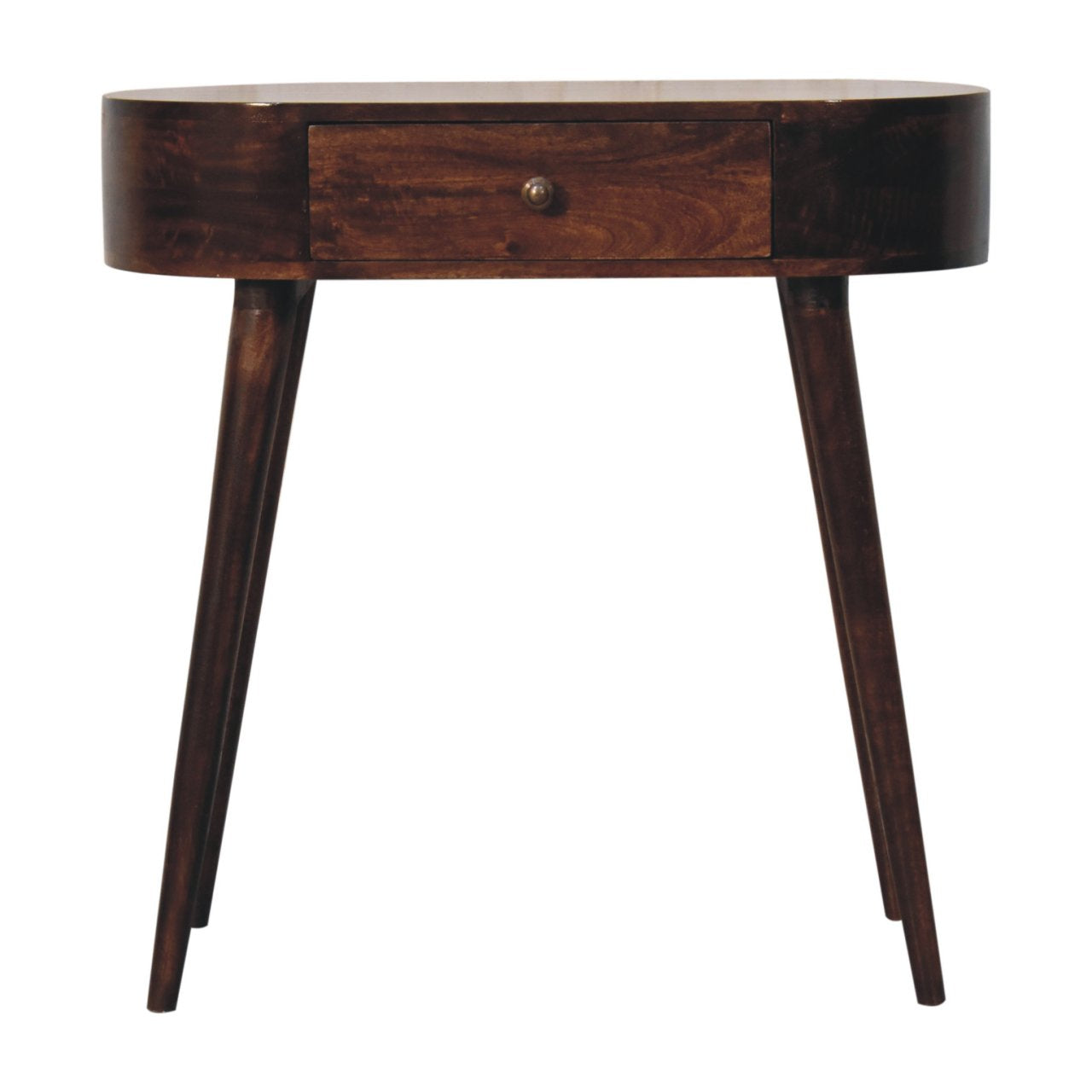 Honey Caramel Rounded Console Table. 100% Solid Mango Wood