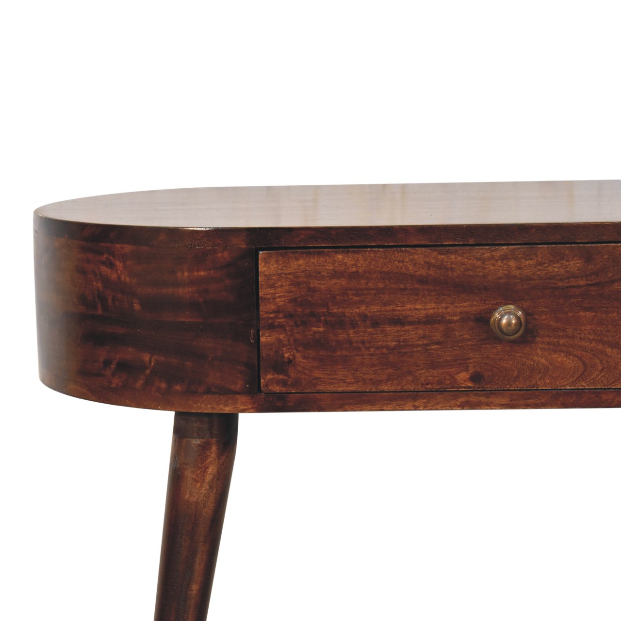 Honey Caramel Rounded Console Table. 100% Solid Mango Wood