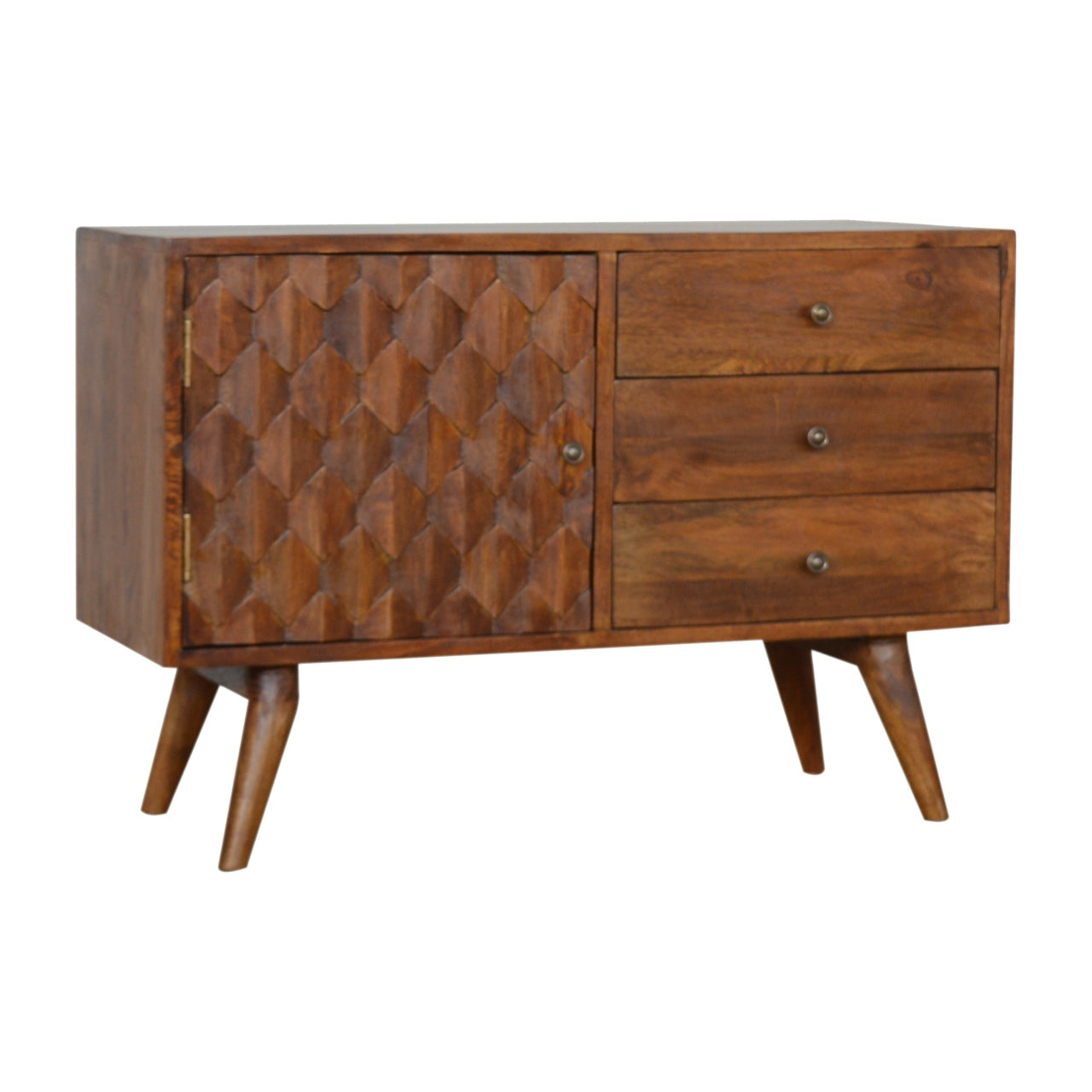 Carved Chestnut Sideboard 100% Solid Mango Wood