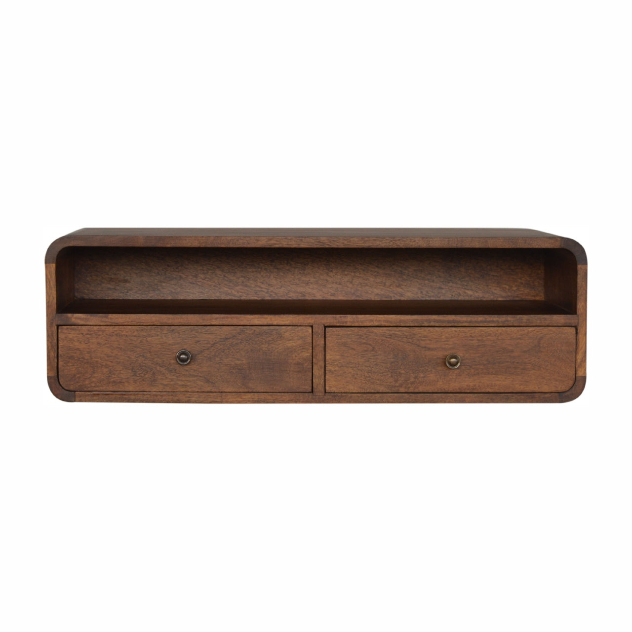 Floating Chestnut Open Console 100% Solid Mango Wood