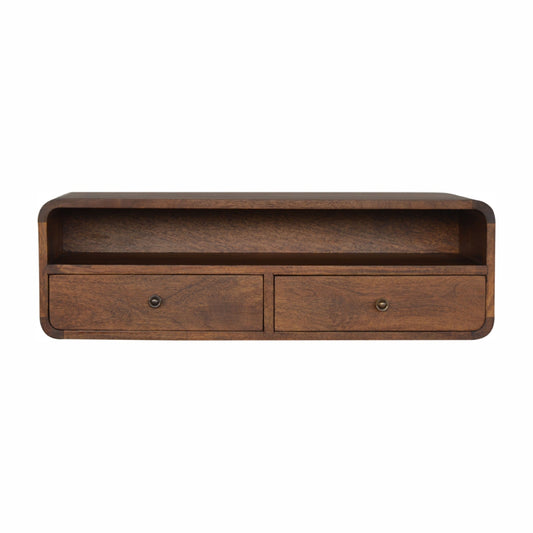 Floating Chestnut Open Console 100% Solid Mango Wood