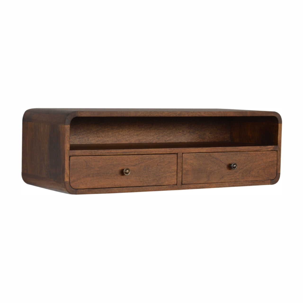 Floating Chestnut Open Console 100% Solid Mango Wood