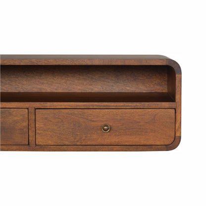 Floating Chestnut Open Console 100% Solid Mango Wood