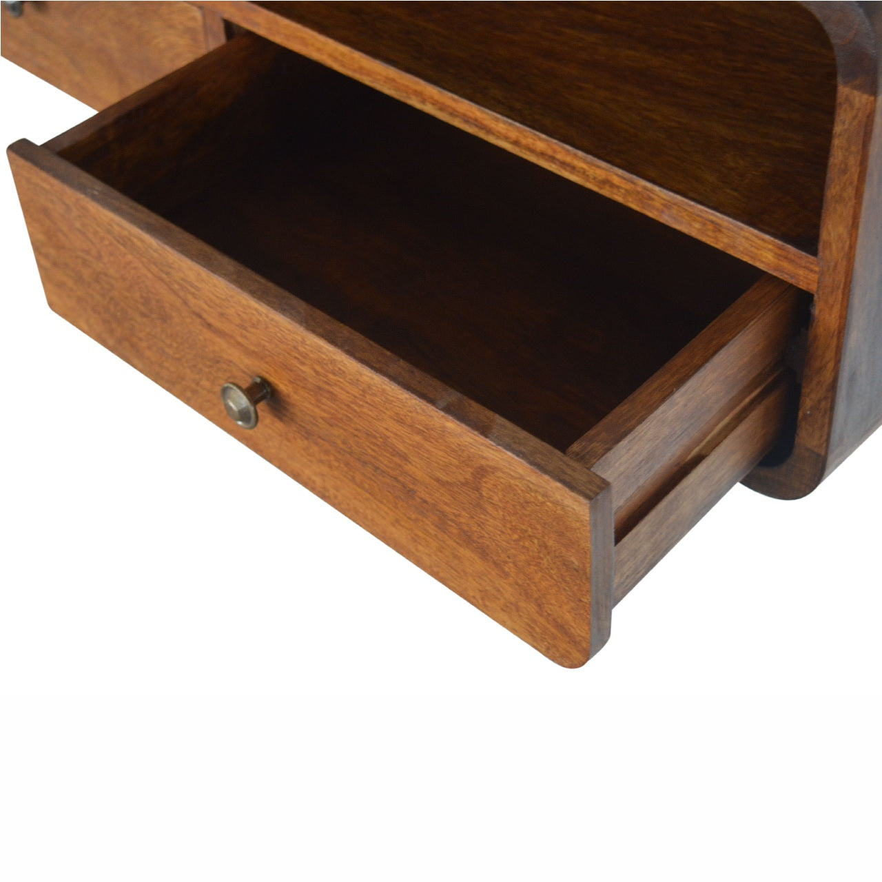 Floating Chestnut Open Console 100% Solid Mango Wood