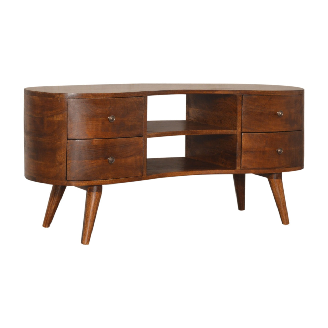 Chestnut Wave Entertainment Unit 100% Solid Mango Wood