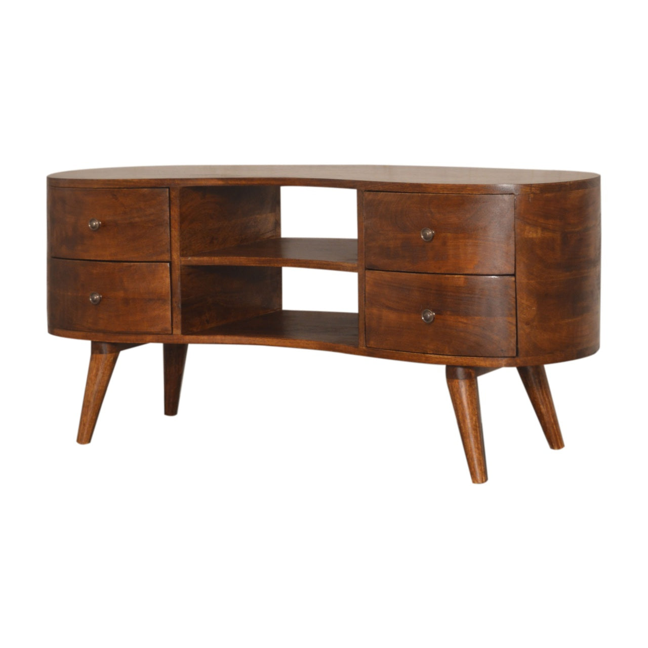 Chestnut Wave Entertainment Unit 100% Solid Mango Wood