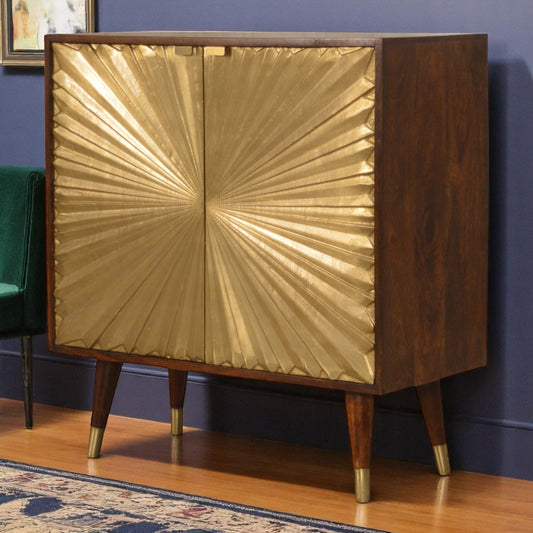 Manila Gold Cabinet 100% Solid Mango Wood in Chestnut Finish