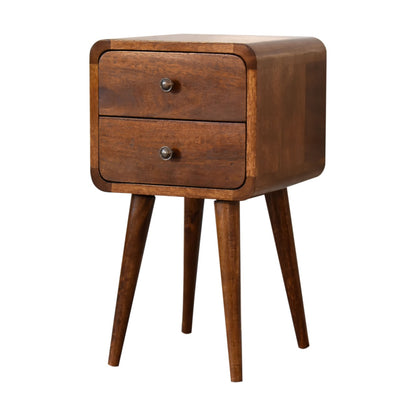 Mini Chestnut Curved Bedside 100% Solid Mango Wood