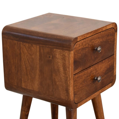 Mini Chestnut Curved Bedside 100% Solid Mango Wood