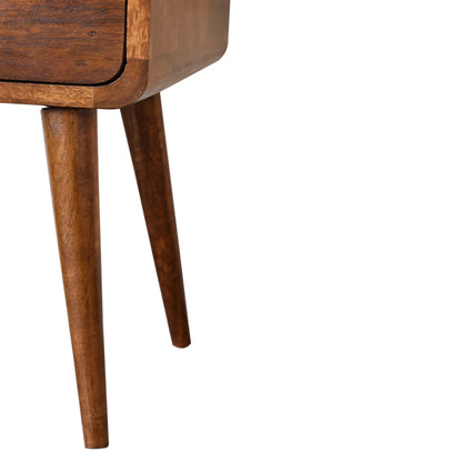 Mini Chestnut Curved Bedside 100% Solid Mango Wood