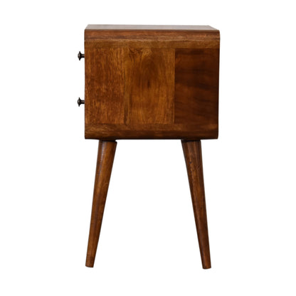 Mini Chestnut Curved Bedside 100% Solid Mango Wood