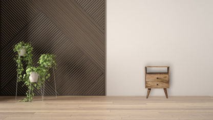 Classic Oak-ish Bedside Table with Drawer, 100% Solid Mango Wood