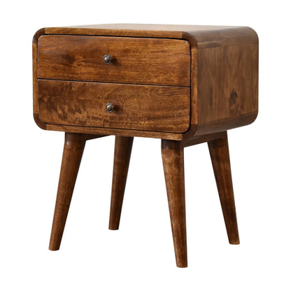 Curved Chestnut Bedside 100% Solid Mango Wood