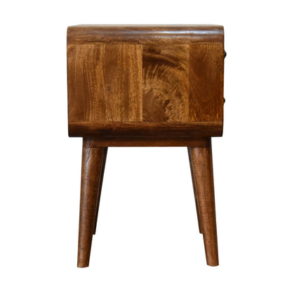 Curved Chestnut Bedside 100% Solid Mango Wood