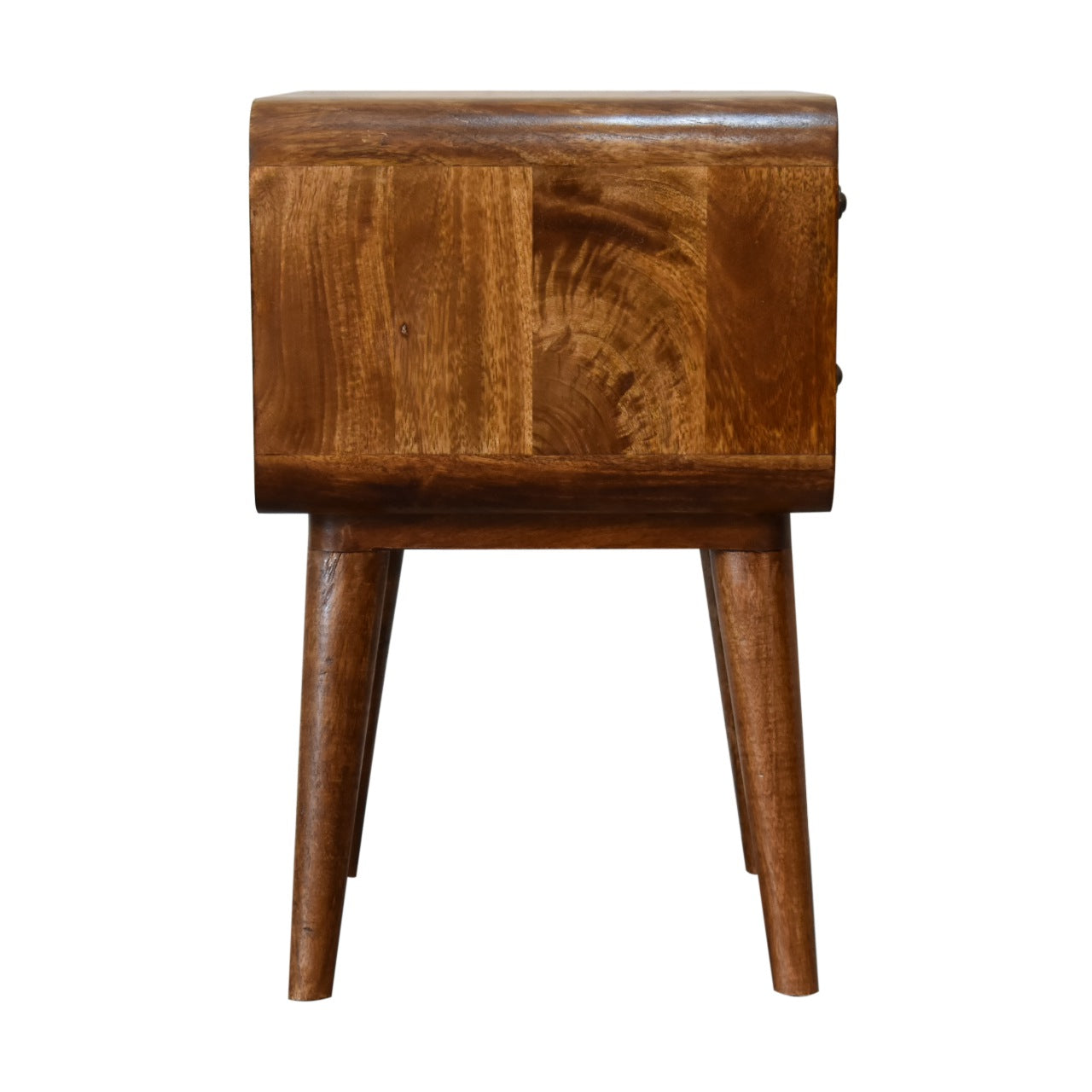 Curved Chestnut Bedside 100% Solid Mango Wood