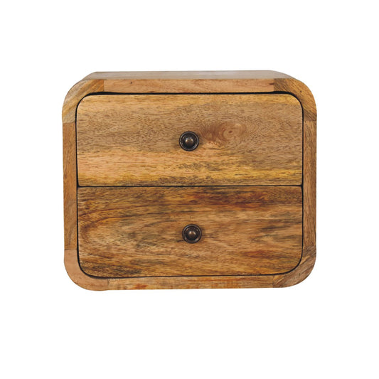 Mini Curve Oak-ish Floating Bedside 100% Solid Mango Wood
