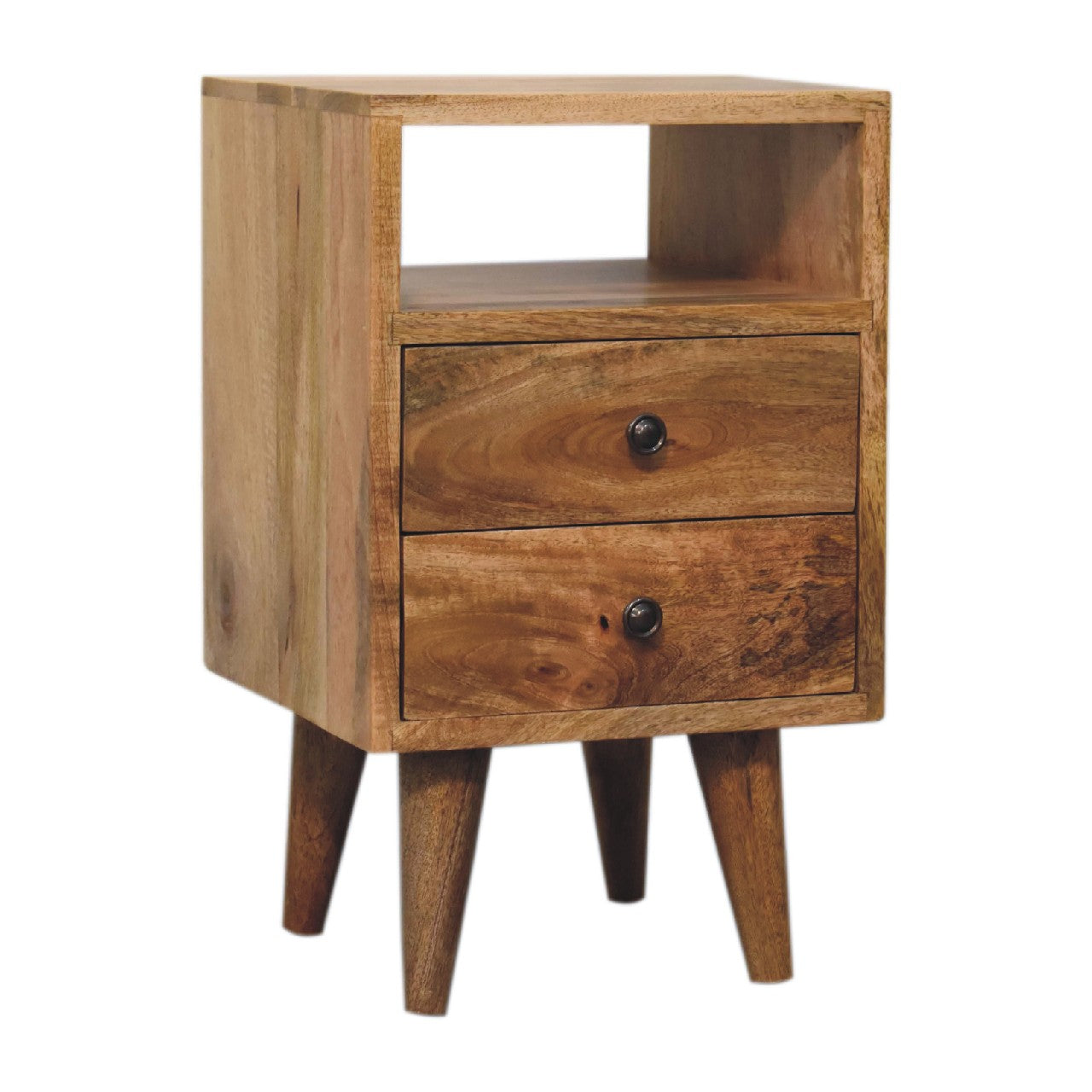 Mini Oak-ish Classic Open Bedside 100% Solid Mango Wood