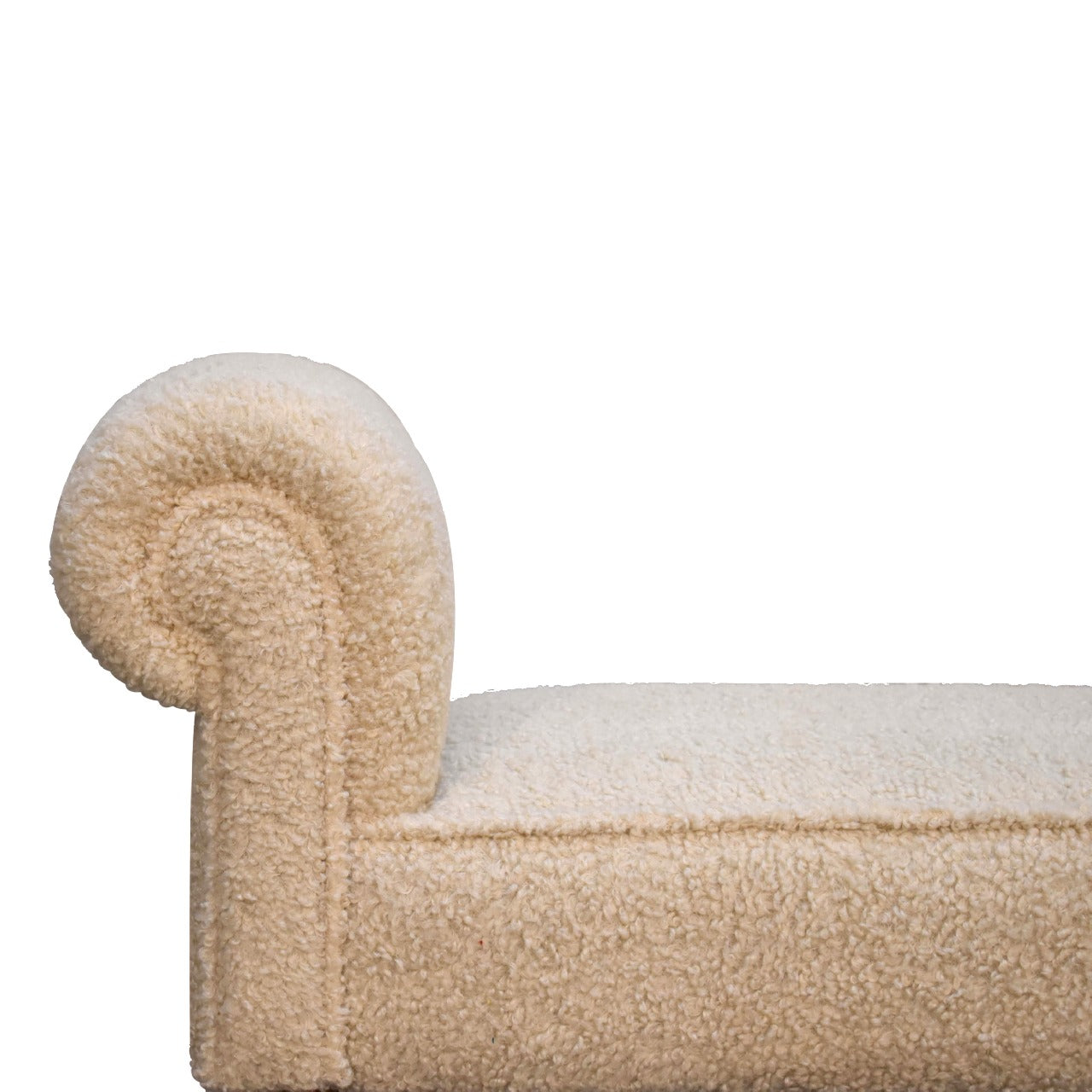 Boucle Cream Bench Mango Wood Legs Upholstered Boucle Material