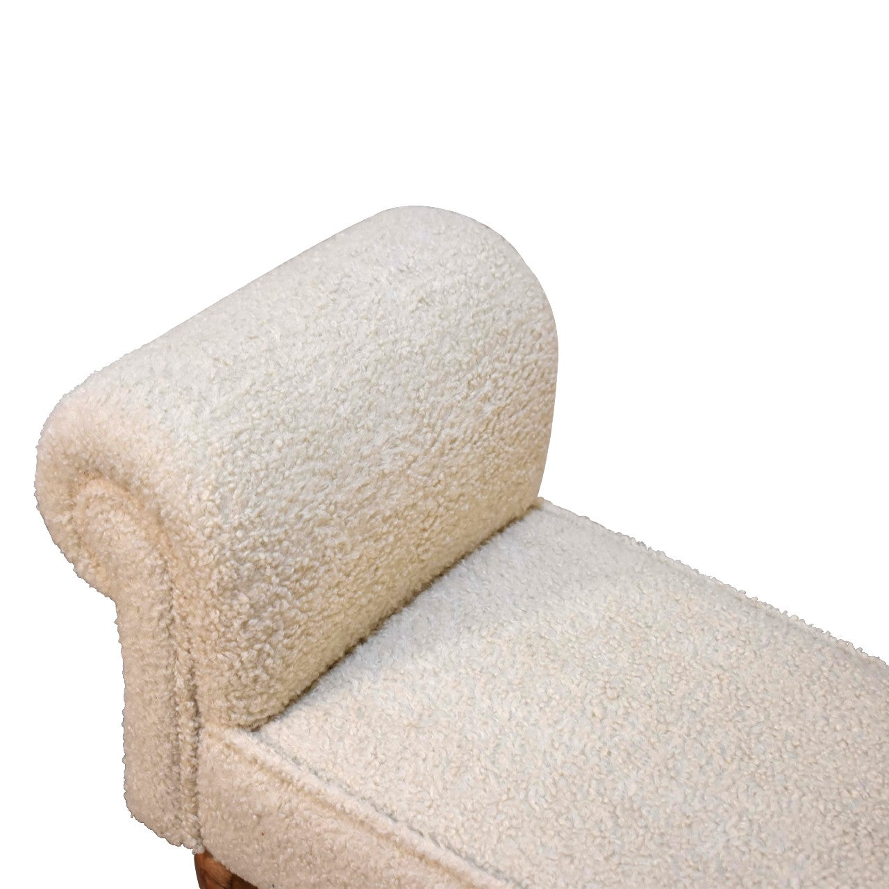 Boucle Cream Bench Mango Wood Legs Upholstered Boucle Material