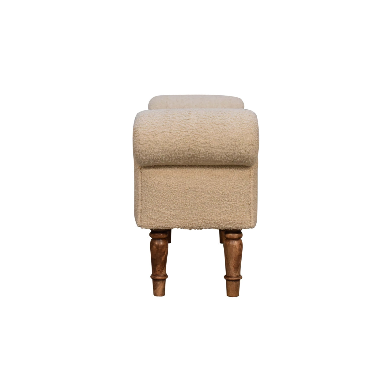 Boucle Cream Bench Mango Wood Legs Upholstered Boucle Material