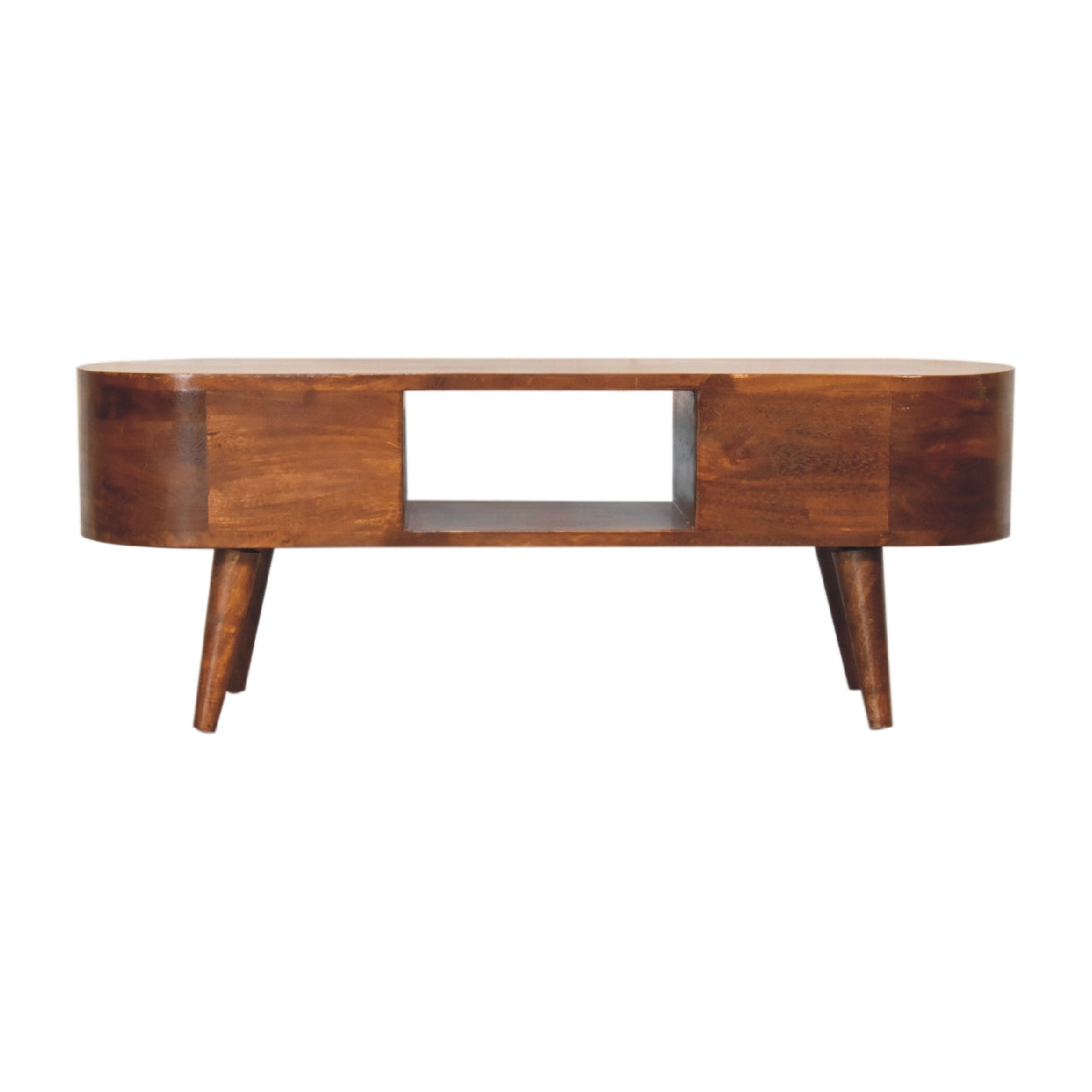 Chestnut Round Open Media Unit 100% Solid Wood Mango