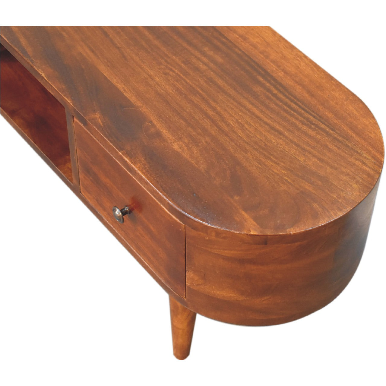 Chestnut Round Open Media Unit 100% Solid Wood Mango