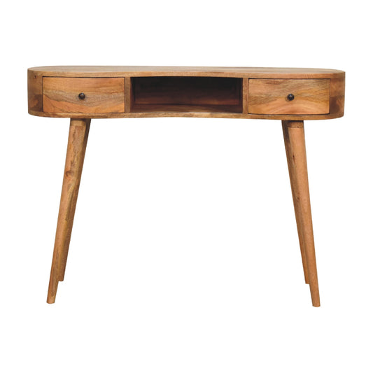 Oak-ish Wave Writing Desk 100% Solid Mango Wood