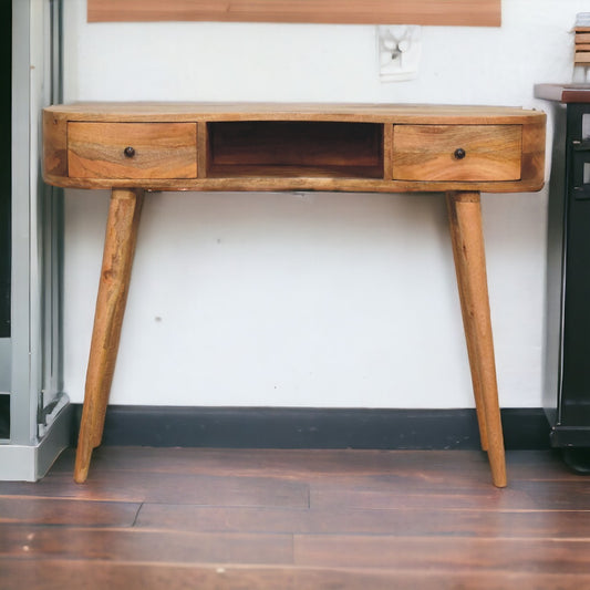 Oak-ish Wave Writing Desk in 100% Solid Mango Wood