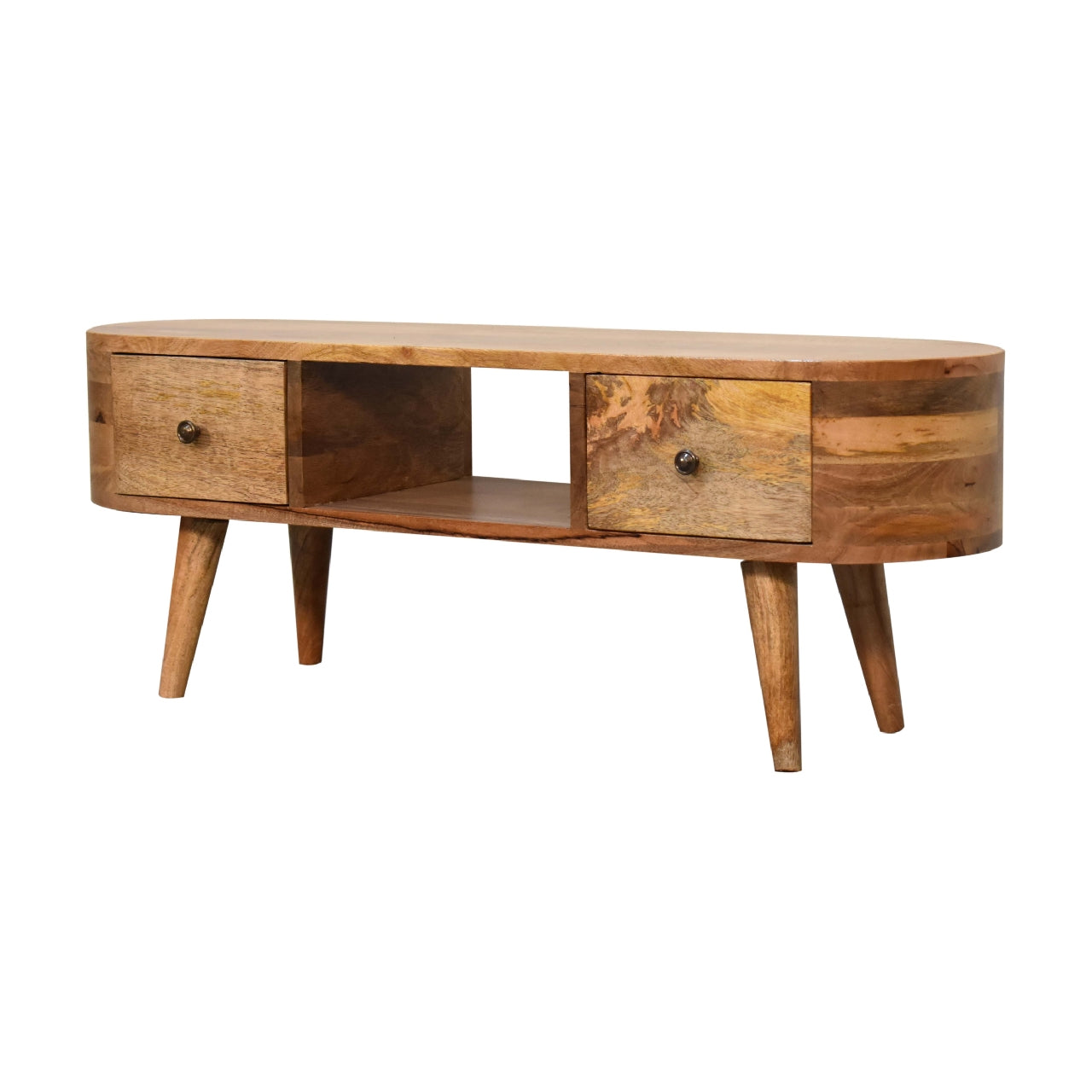 Mini Rounded Entertainment Unit 100% Solid Mango Wood