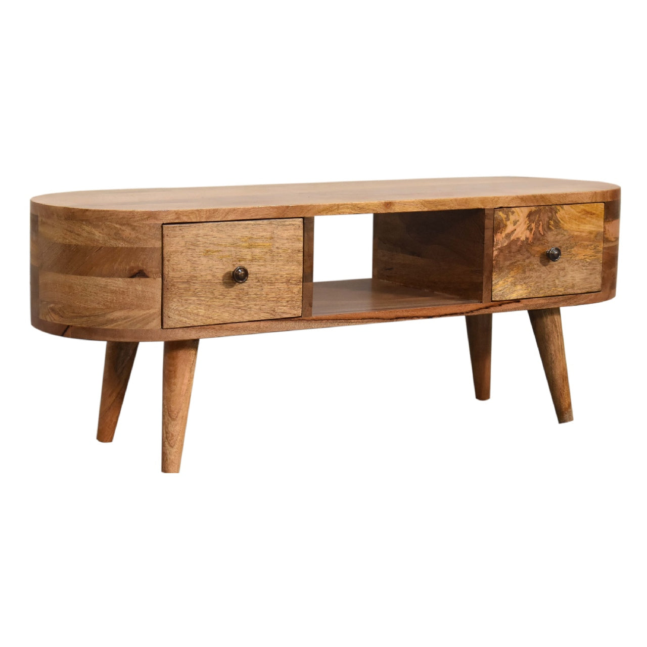 Mini Rounded Entertainment Unit 100% Solid Mango Wood